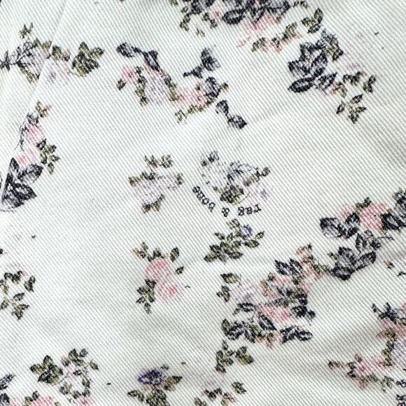 Rag & Bone Micro White Floral High Waist Wide Leg Crop Jeans Size 26 - Picture 6 of 9